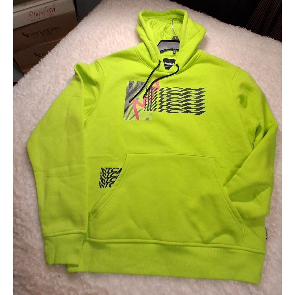 Twitch Men’s Small Neon Green Graphic Pullover Hoodie